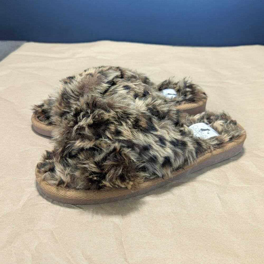 Corkys Slumber Cheetah Print Slippers Sandals Slip On Open Toe Leopard Animal 7